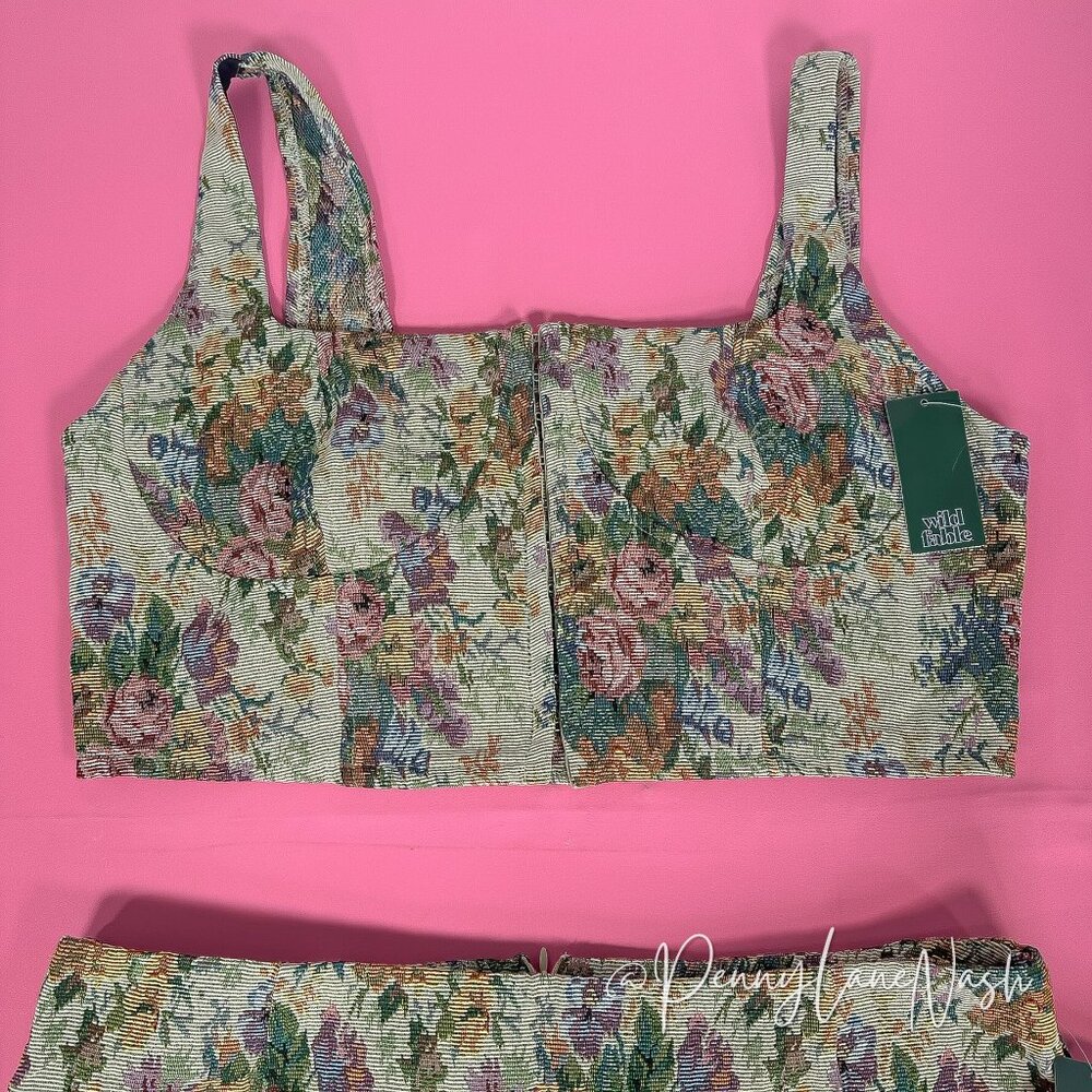 Wild Fable Floral Jacquard Corset Crop Top & Skirt Matching Set XXL - Picture 5 of 16